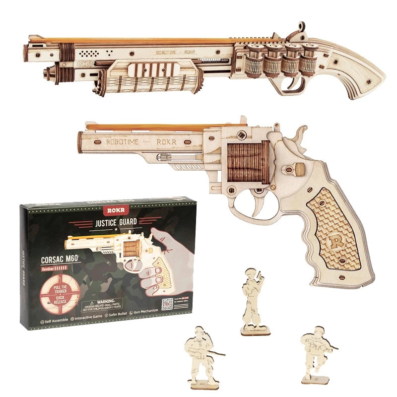 Robotime ROKR Revolver Gun 3D Wooden Puzzle Toy, Craft & Gift for Kids