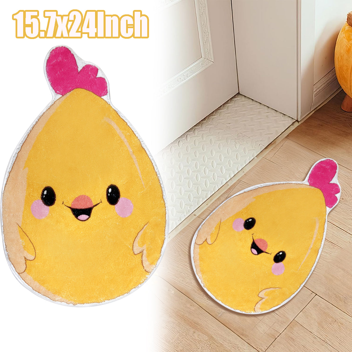 Chick Bathroom Rug 24x15" Cute Non-Slip Washable Spring Home Decor