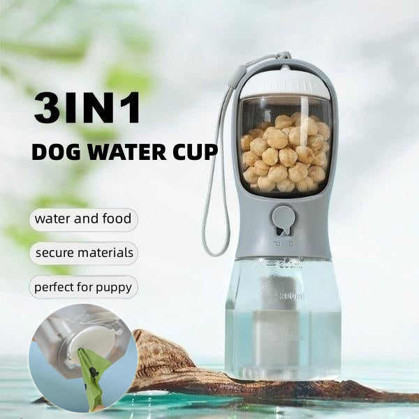 3-in-1 Portable Dog Water Cup, Food & Waste Bag, Multi-Functional Pet Supply