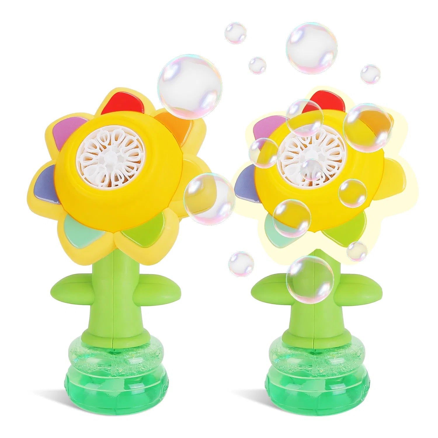 2Pcs Bubble Machines With Lights For Kids Rechargeable Dancing Sunflower Bubble Maker For 4-8Years Old Toddlers Outdoor Summer Play Toy Party Birthday Gift GPCT5474