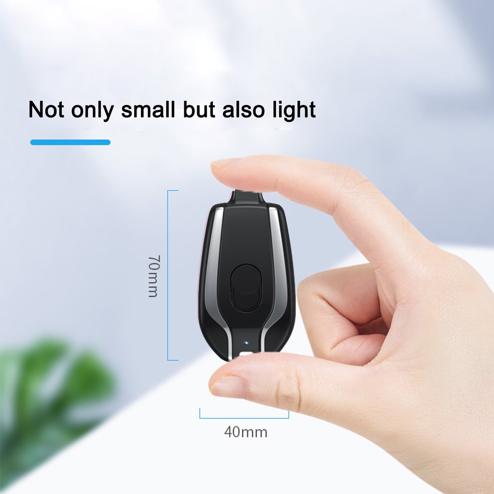 1500mAh Mini Keychain Power Bank, Type-C Portable Charger for Fast Emergency Use