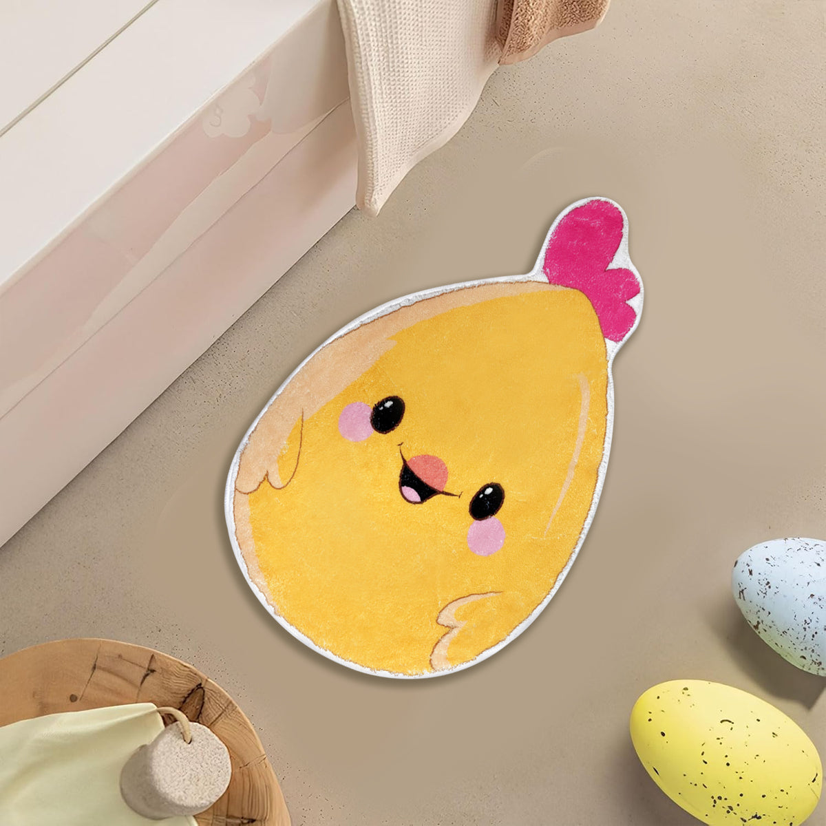 Chick Bathroom Rug 24x15" Cute Non-Slip Washable Spring Home Decor