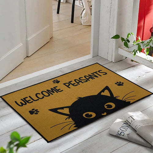 Cat Welcome Doormat, Washable Non-Slip Rug, Moisture-Absorbent Floor Mat