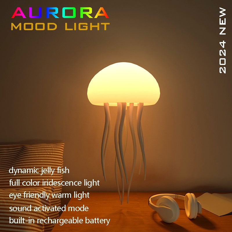 LED Jellyfish Light RGB Gradient Jellyfish Light With Dancing Legs And Touch Sensor, Rechargeable Cute Table Lamp For Bedroom, Living Room