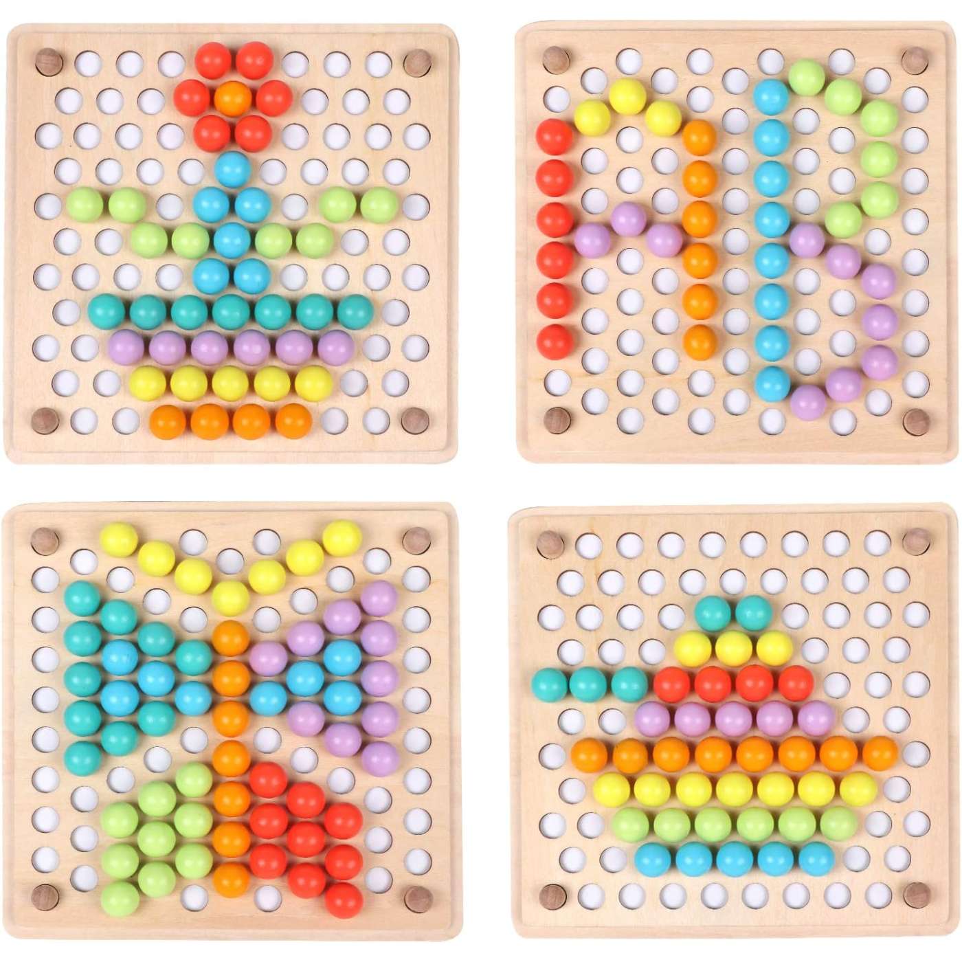 Wooden Peg Board Beads Game, Learning Montessori Toys,Color Sorting Stacking Matching Toys For Toddlers, Counting Toy For Kids, Educational Games For Fine Motor Math, Gift For Girls And Boys
