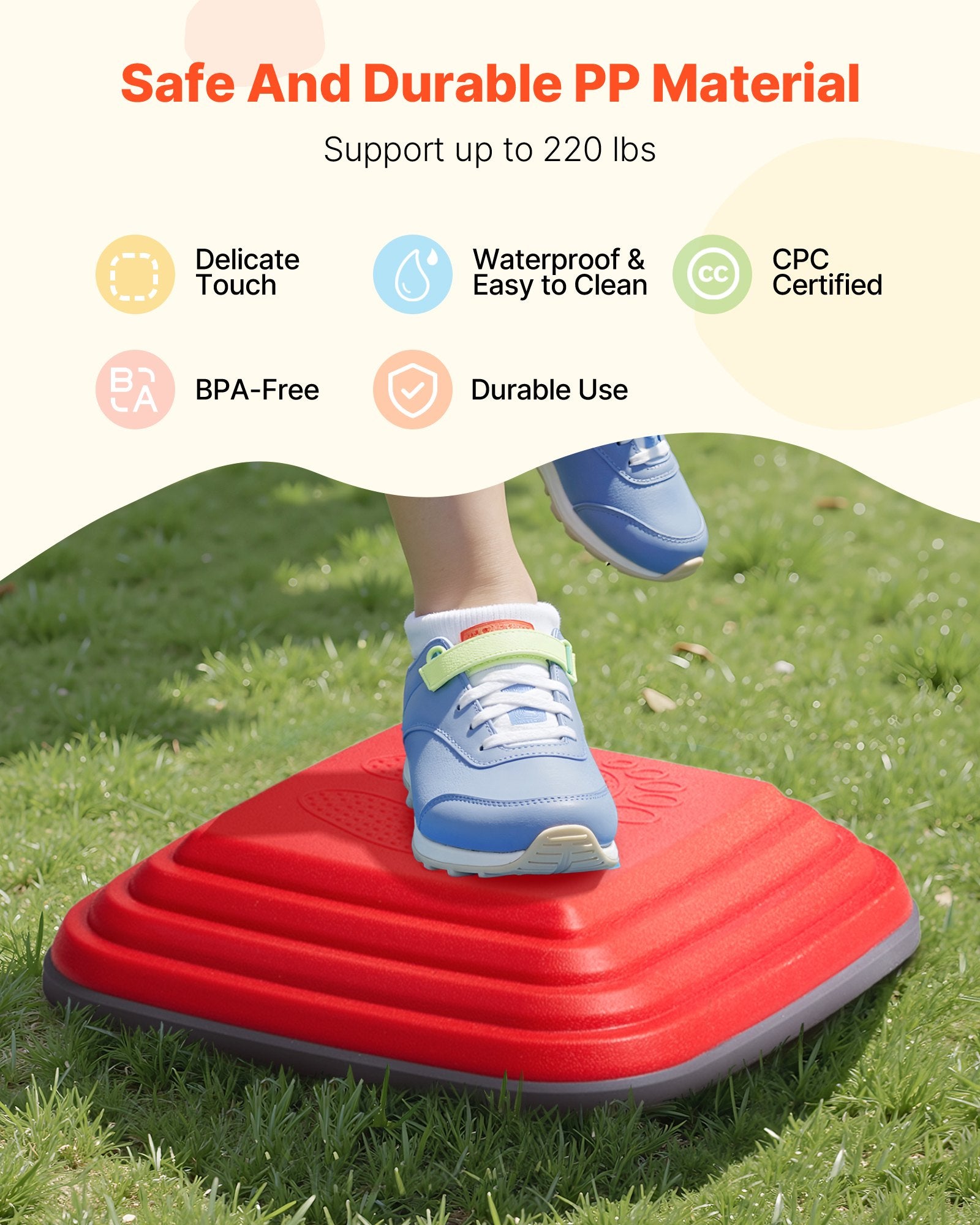 Balance Stepping Stones For Kids, 10 PCS, Up To 220 Lbs, Non-Slip Toddlers Sensory Stepping Stones, Obstacle Course Coordination Game Toys Indoor Or Outdoor Play For Children Aged 3 4 5 6 7 8+
