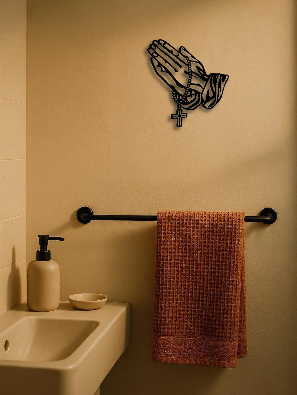 Gothic Black Metal Cross Wall Art,Prayer Faith Decor For Bedroom, Living Room