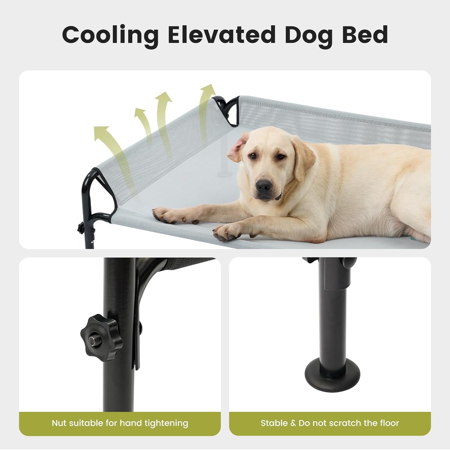 Gardner Small Dog Outdoor Waterproof Mesh Pet Bed with 3-Sided Guardrail