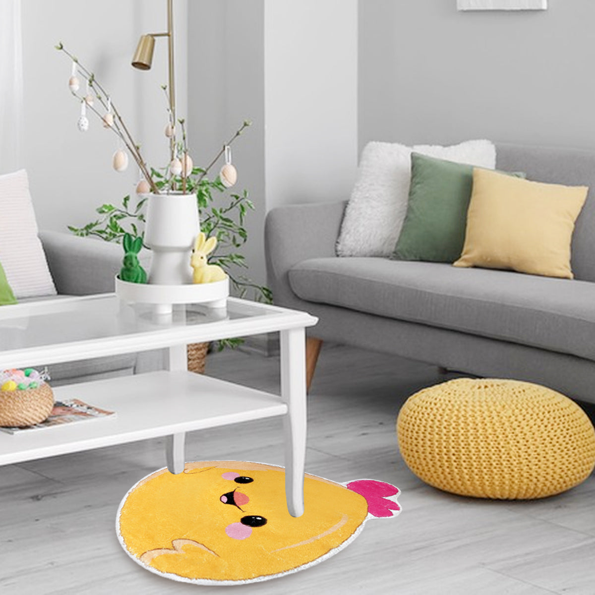 Chick Bathroom Rug 24x15" Cute Non-Slip Washable Spring Home Decor