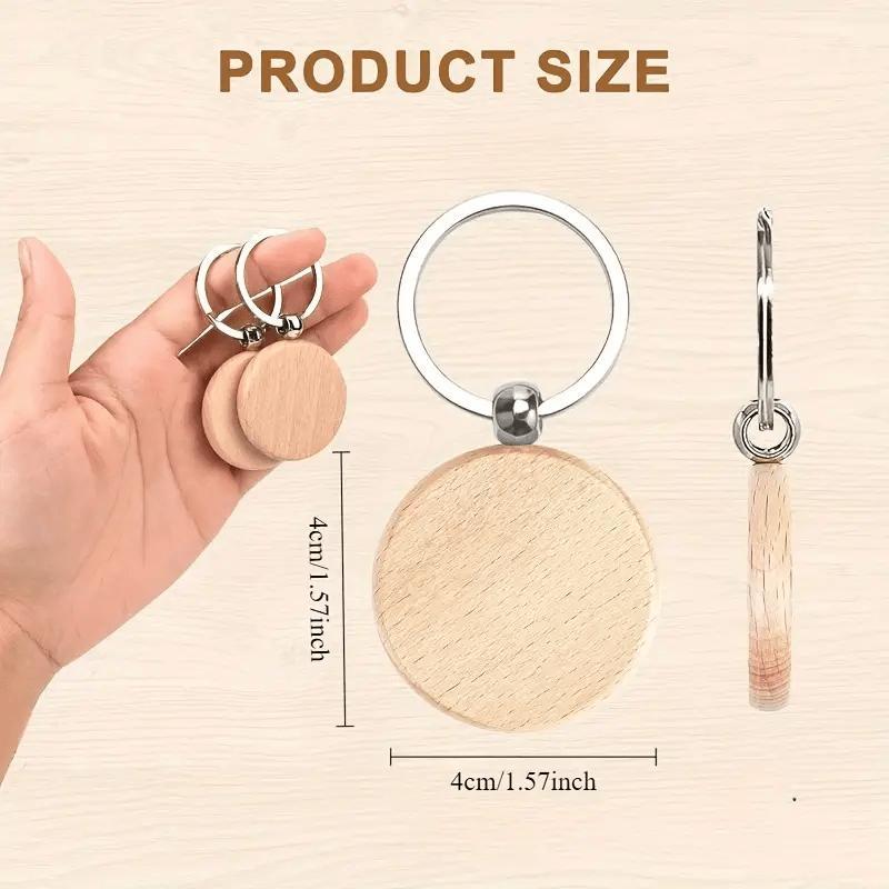 30 Pieces Wooden Keychain Set - Handmade Round Wooden Keychains, Suitable For Handmade, Customizable Keychain Making Sets, Car Keys, Backpack Tags, Pet Accessories And Holiday Decorations