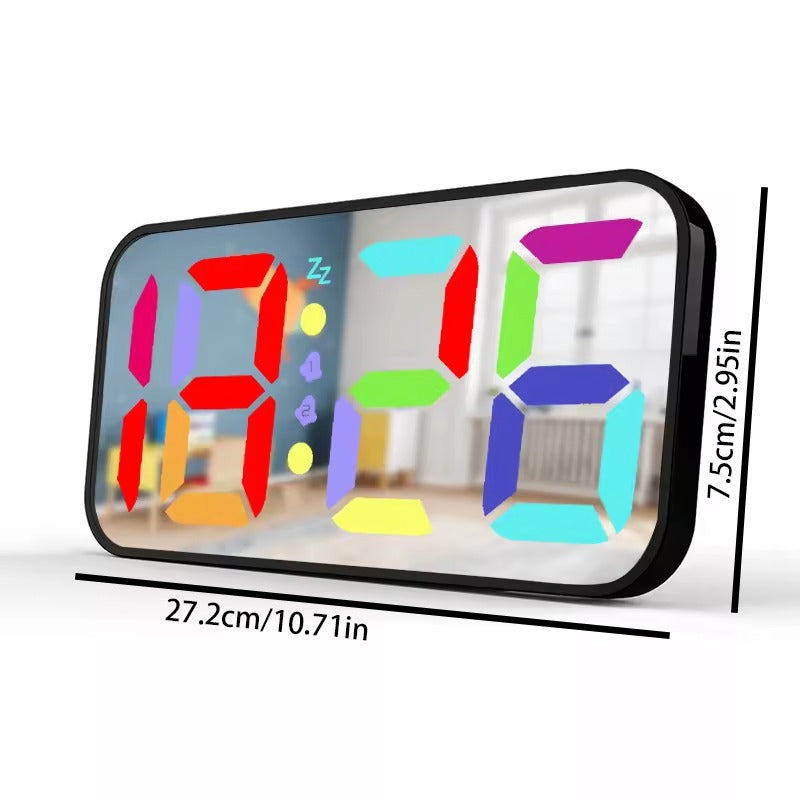 LED Mirror Table Clock – Large Display for Bedroom, Home & Office