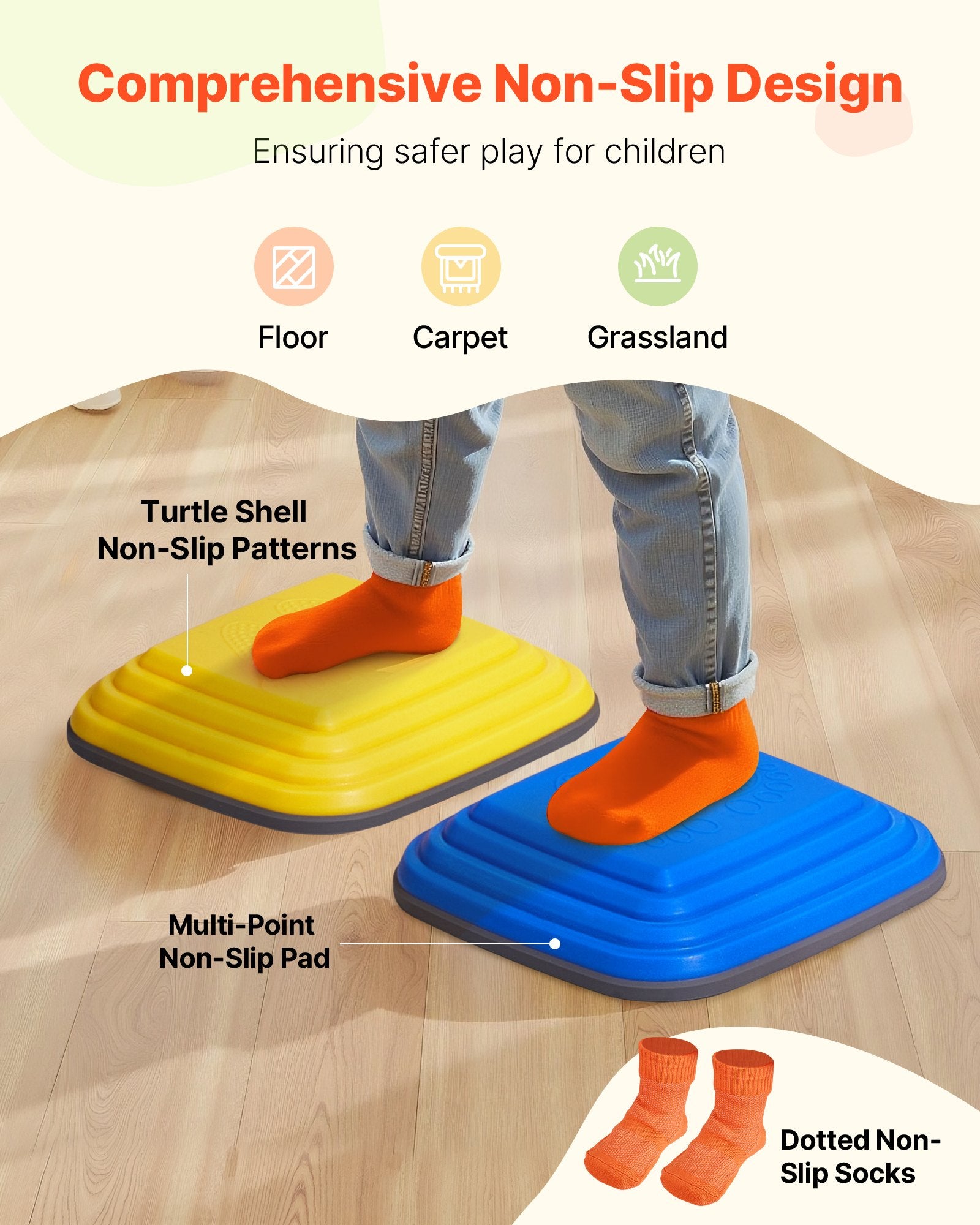 Balance Stepping Stones For Kids, 10 PCS, Up To 220 Lbs, Non-Slip Toddlers Sensory Stepping Stones, Obstacle Course Coordination Game Toys Indoor Or Outdoor Play For Children Aged 3 4 5 6 7 8+