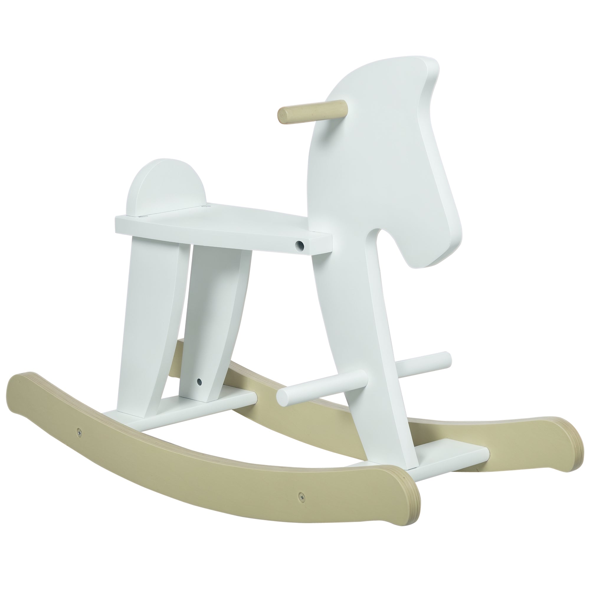 Wooden Rocking Horse Toddler Baby Ride-on Toys for Kids 1-3 Years with Classic Design & Solid Workmanship, White