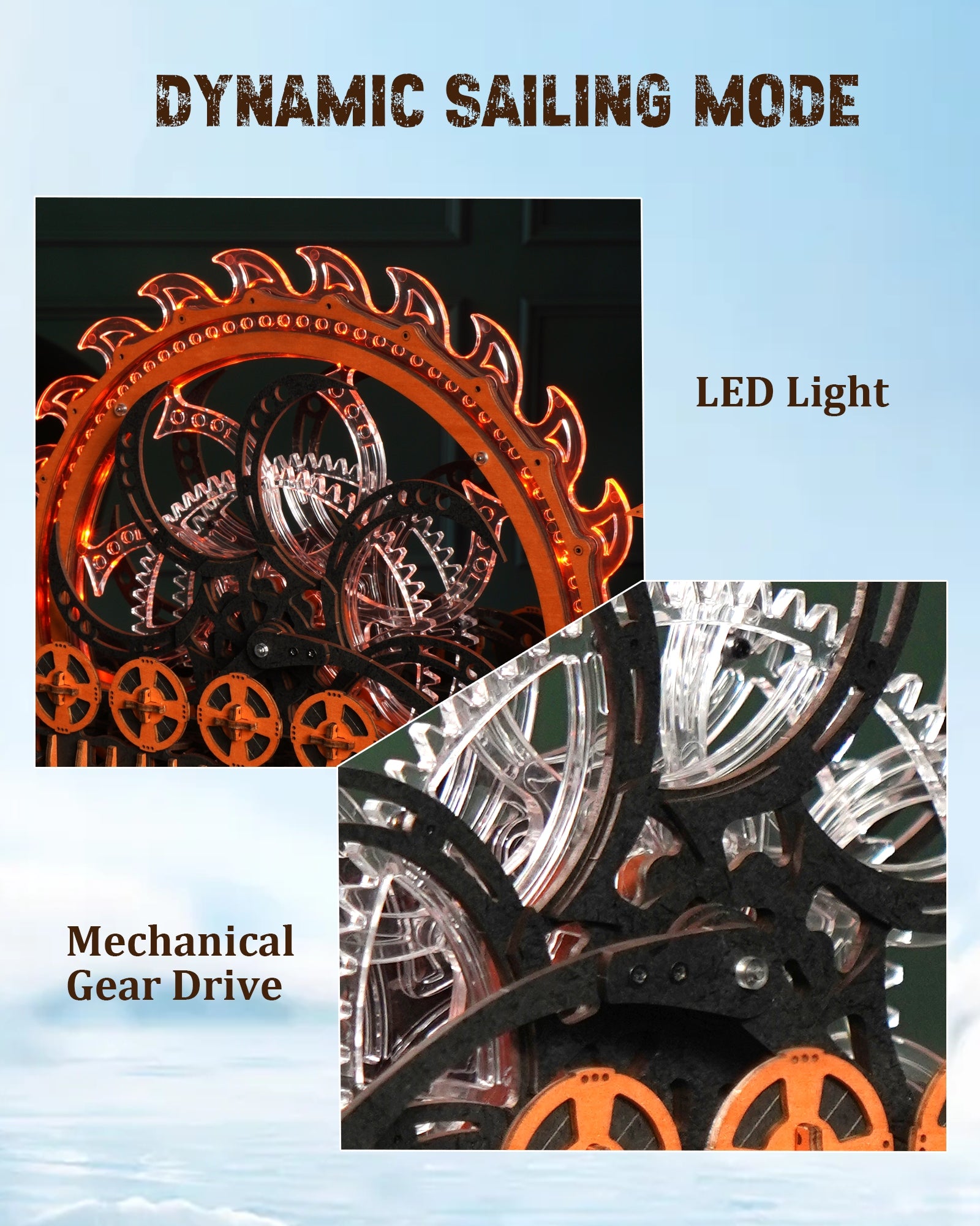 ROKR Dragon Boat Electric 3D Wooden Puzzle Toy, Mechanical Game Gift for Teens