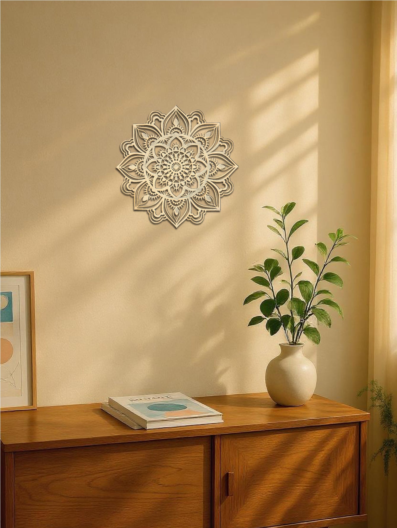 Hand-Hammered Moroccan Metal Mandala Wall Art - Bohemian Living Room Decor