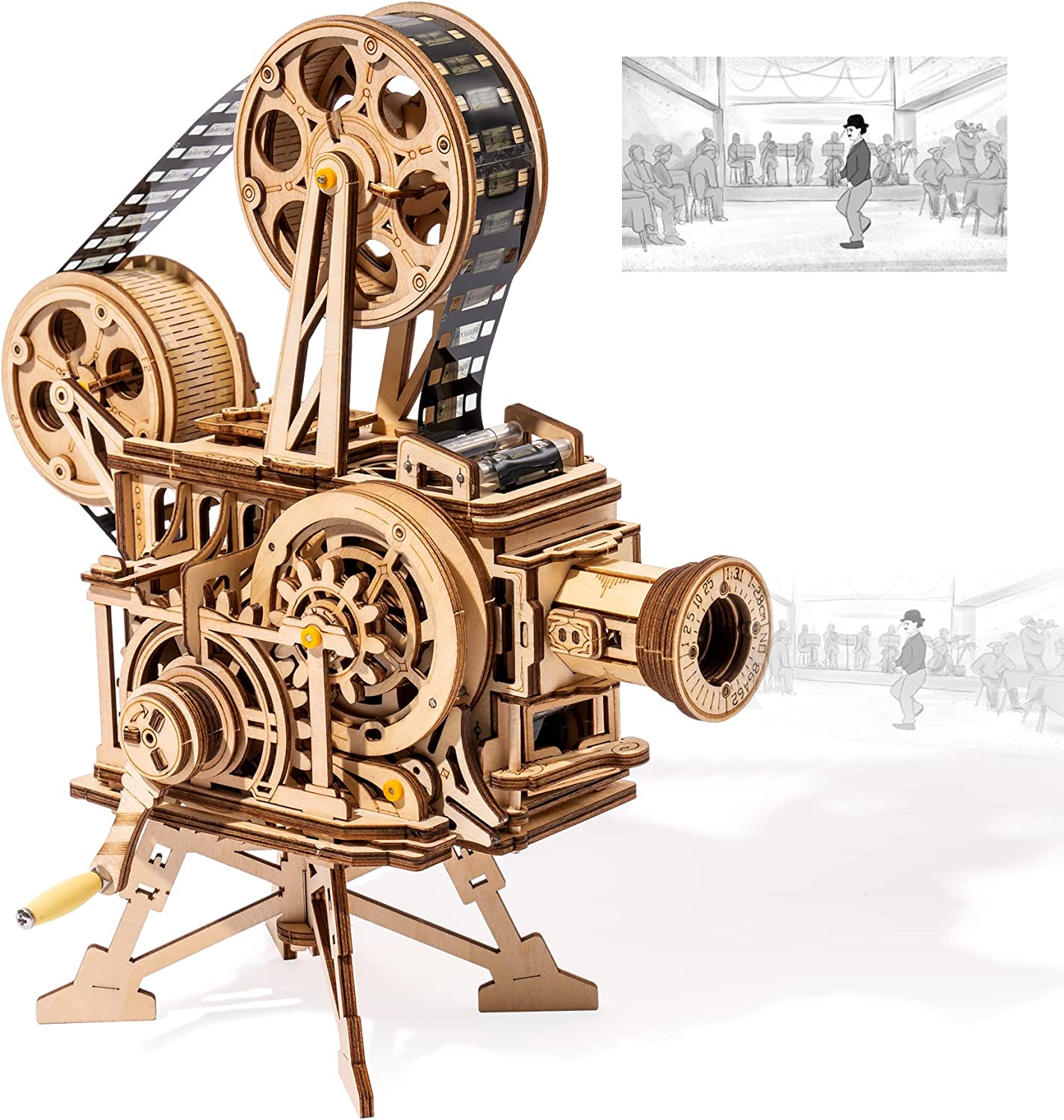 ROKR 3D Wooden Puzzle Vitascope Mechanical Movie Projector Toy Kit