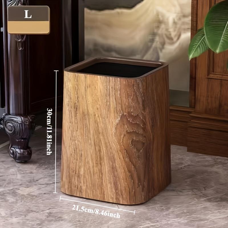 Oversized Retro Wood Grain Trash Can With Odor-proof Seal And Rectangular Flap Suitable For Living Room, Kitchen, Bathroom And Hotel Use