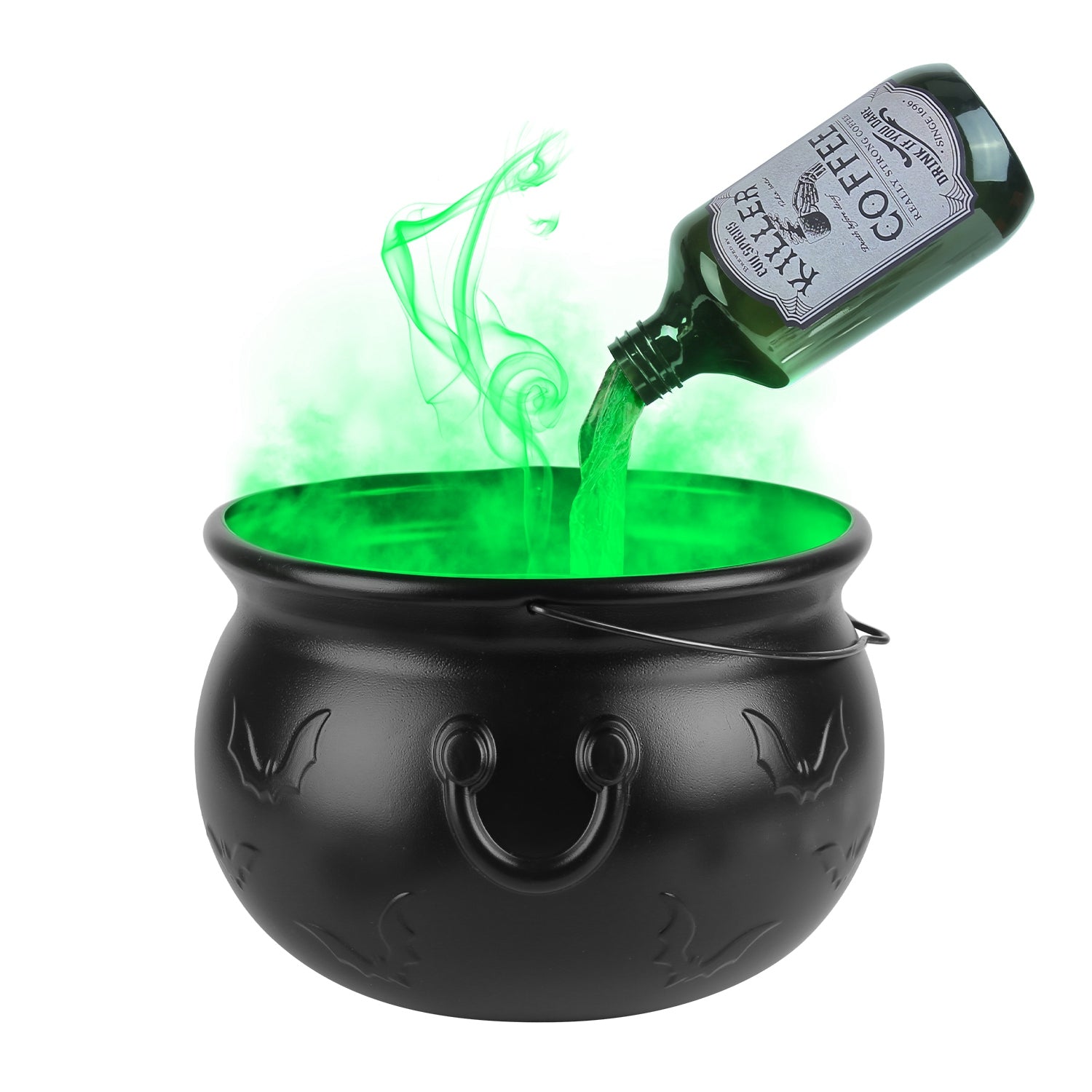 Halloween Floating Bottle Set with Cauldron, Mist Maker & Green Light