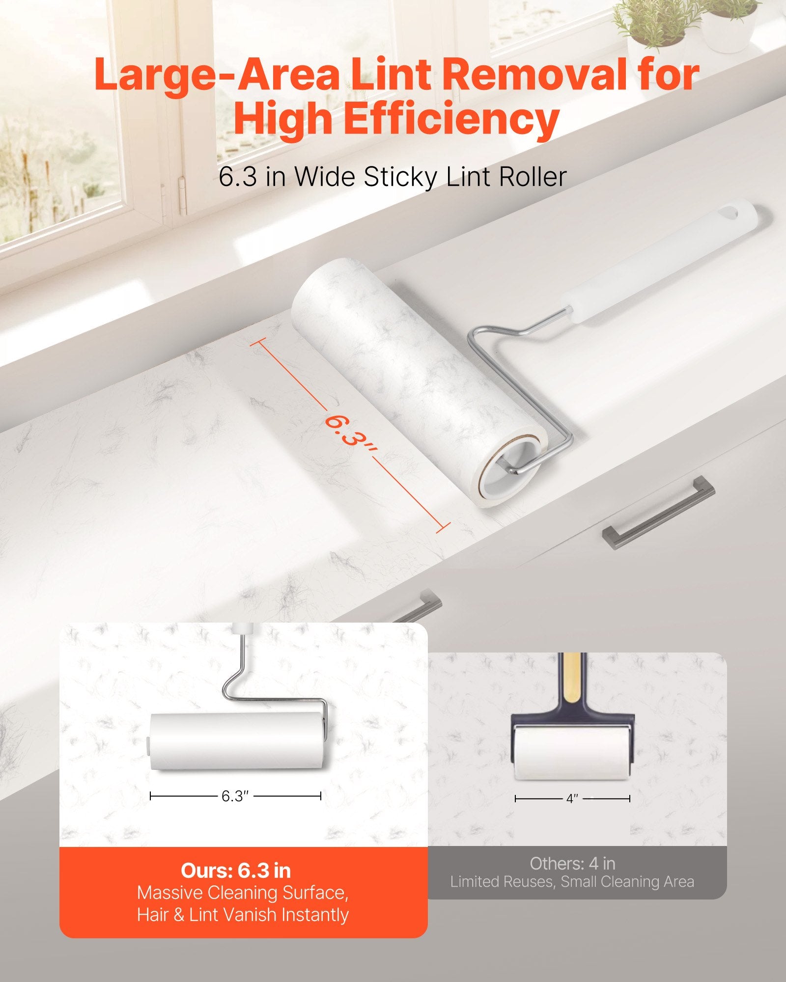 Sticky Lint Roller Set, 3 Pack Pet Hair Remover with 270 Sheets for Carpet & Clothing