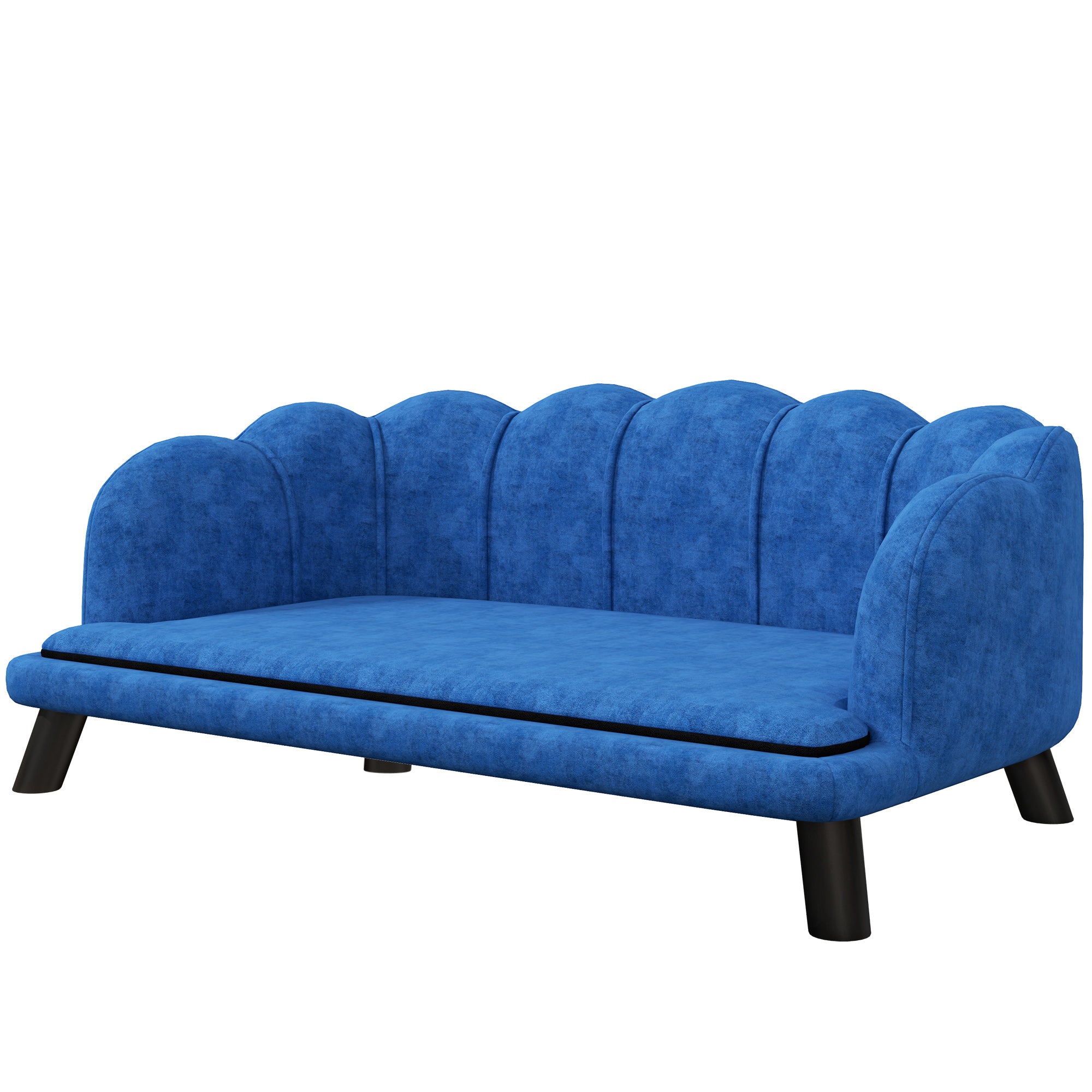 Pearl Design Pet Sofa Bed with Cushion & Solid Wood Legs, Dark Blue