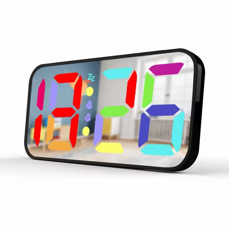 LED Mirror Table Clock – Large Display for Bedroom, Home & Office