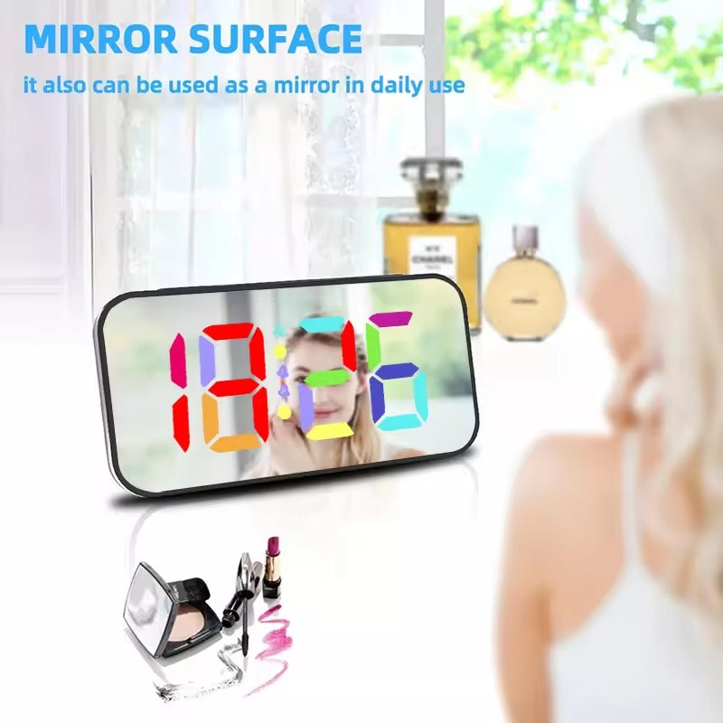 LED Mirror Table Clock – Large Display for Bedroom, Home & Office