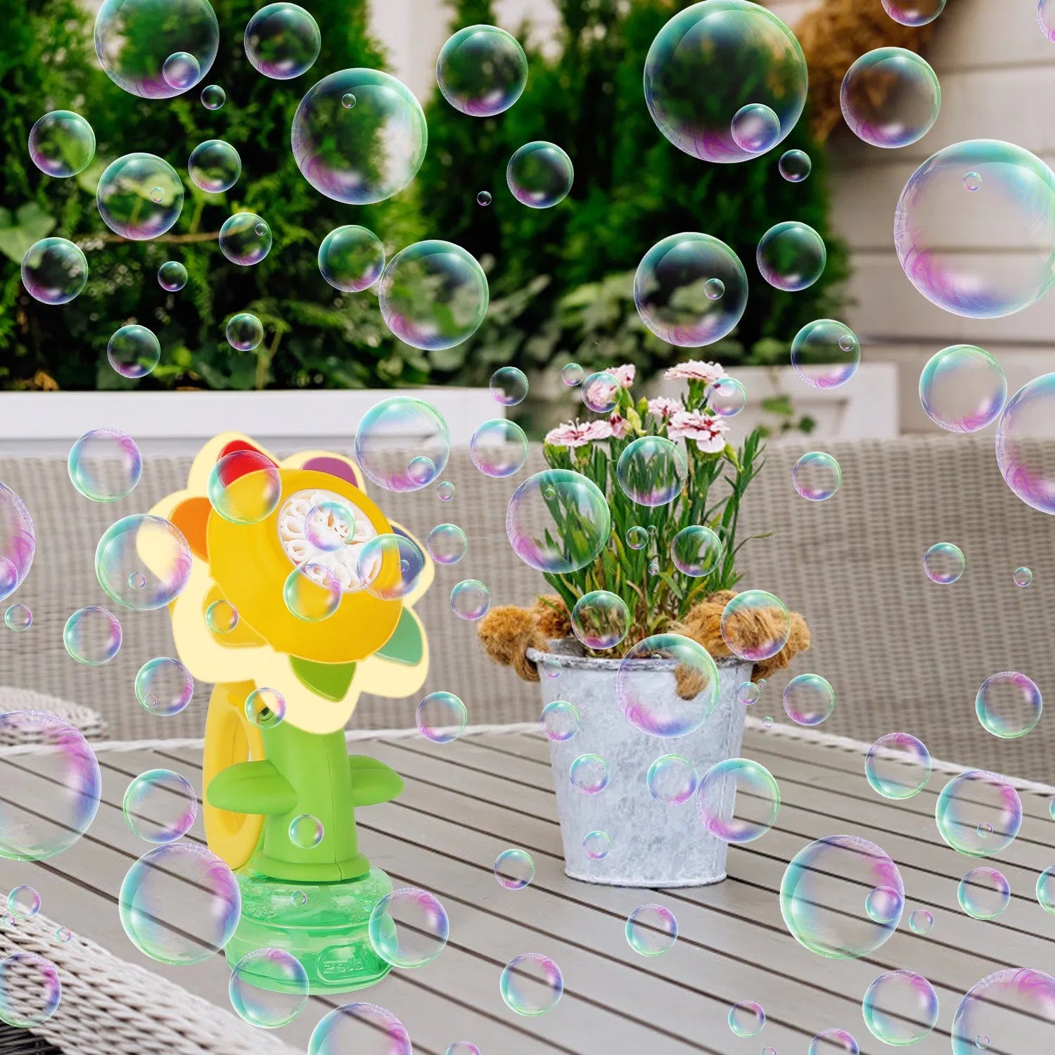 2Pcs Bubble Machines With Lights For Kids Rechargeable Dancing Sunflower Bubble Maker For 4-8Years Old Toddlers Outdoor Summer Play Toy Party Birthday Gift GPCT5474
