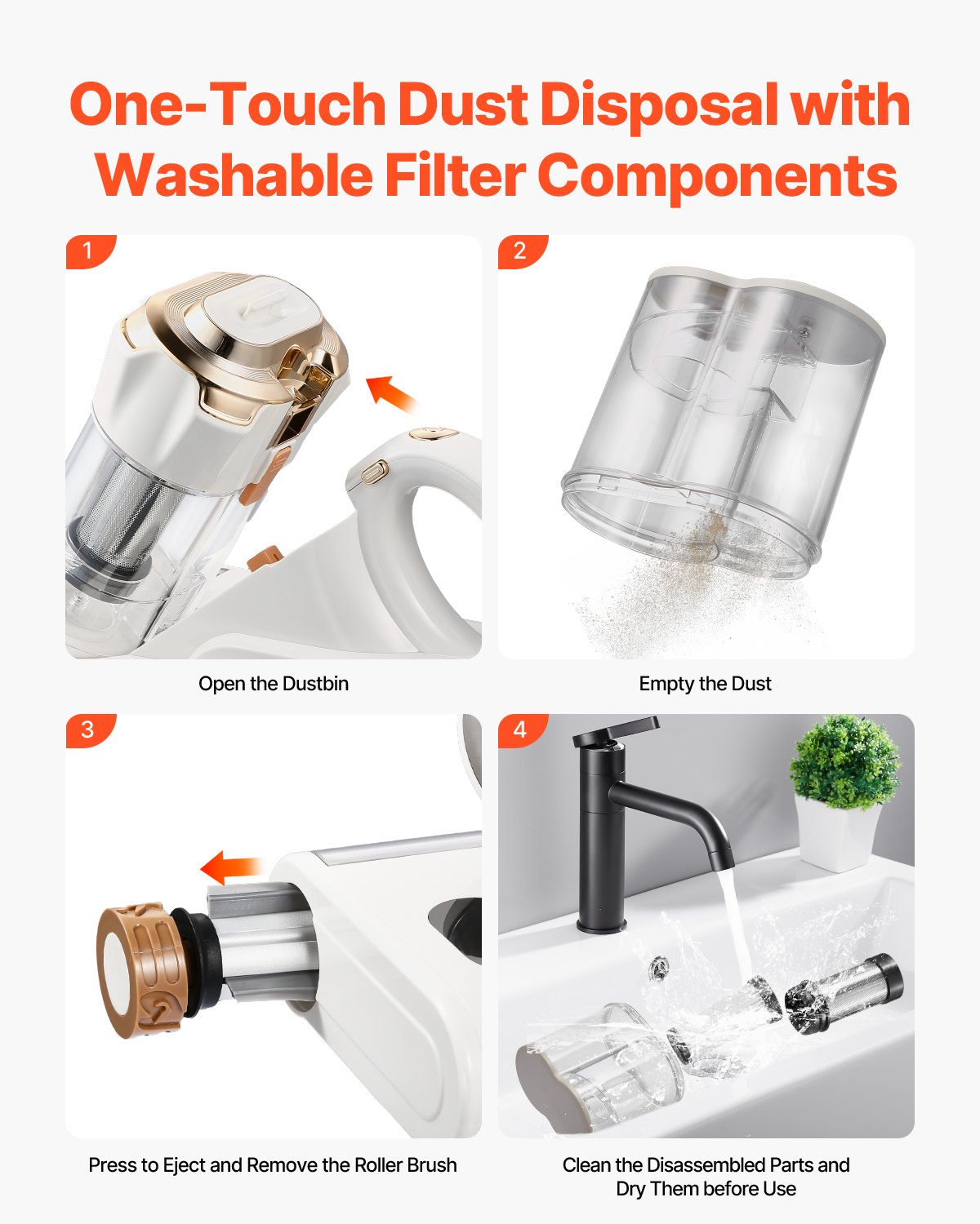 Mattress Vacuum Cleaner, 550W Bed Vacuum Cleaner With 18Kpa Powerful Suction And Dual Dust Bin, HEPA Filter & Heating, Ultrasound Tech & Cleaning Lights, Handheld For Bed, Sofa, Corded, White