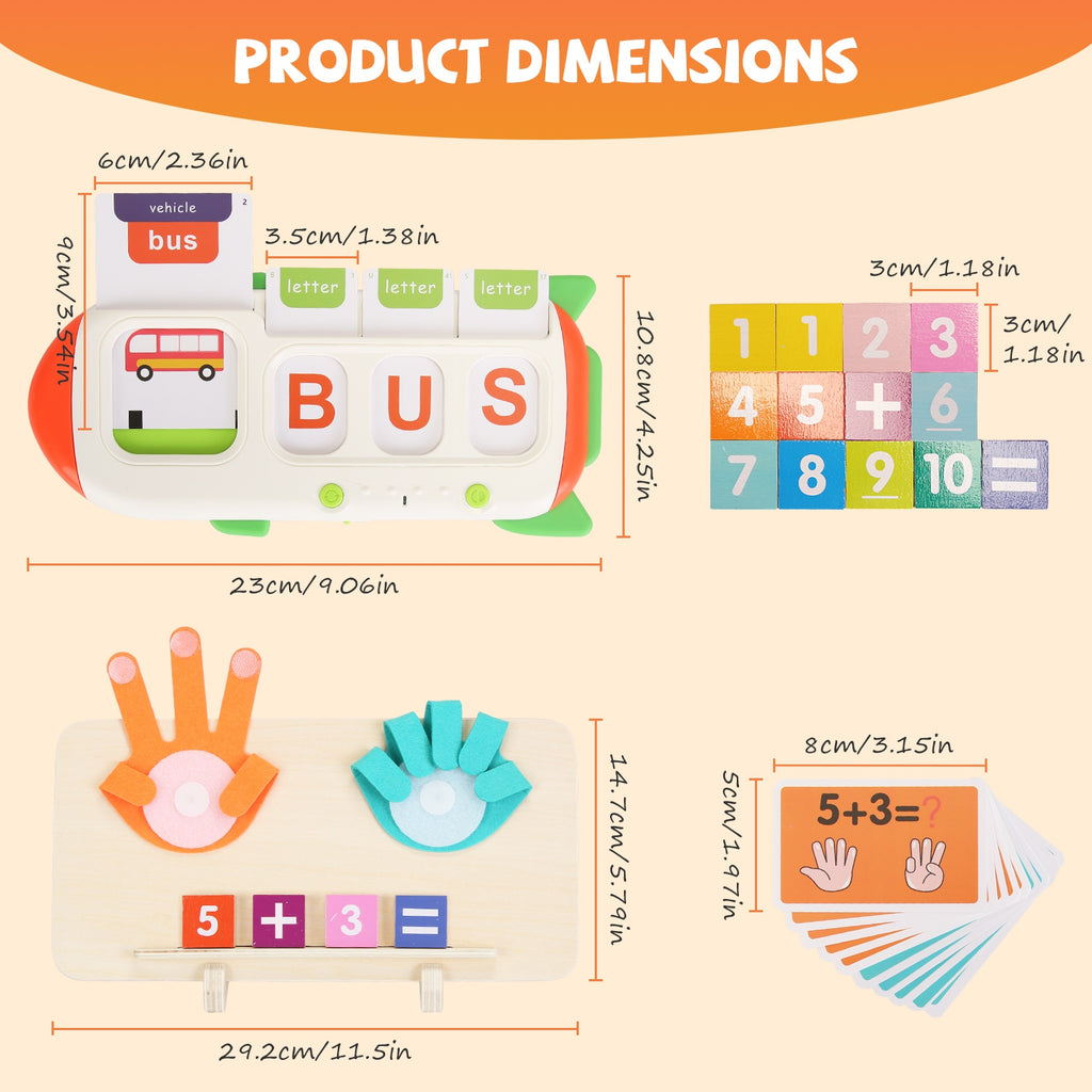 Talking Flash Cards & Finger Counting Math Board, Interactive Learning Toy for Kids 3+