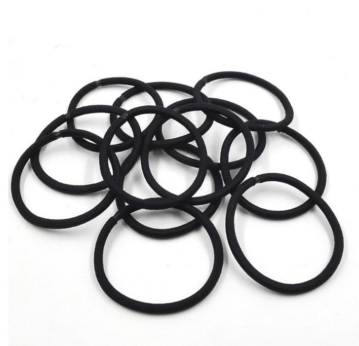 100 pcs Black Elastic Hair Bands Ponytail Holders, Hair Ties for Kids & Girls