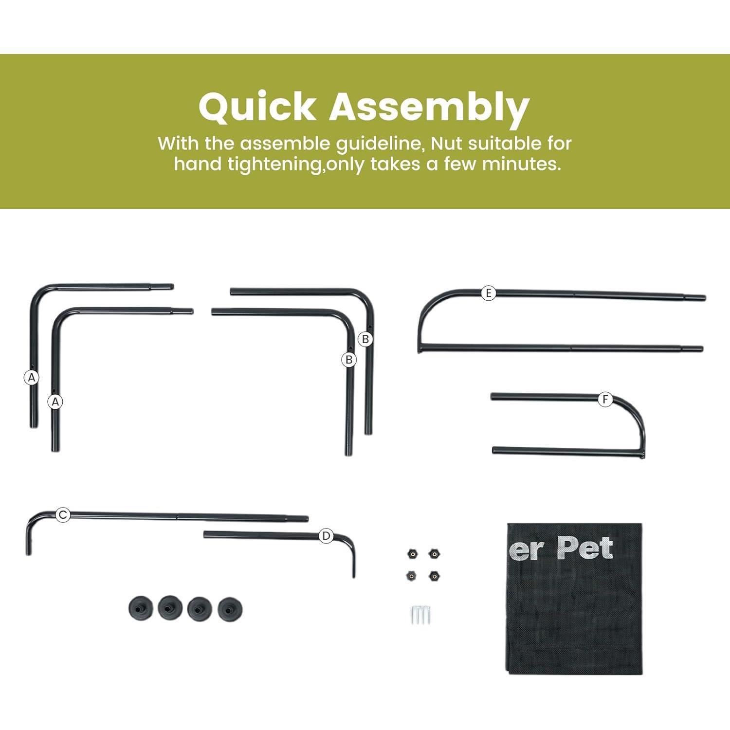 Gardner Small Dog Outdoor Waterproof Mesh Pet Bed with 3-Sided Guardrail