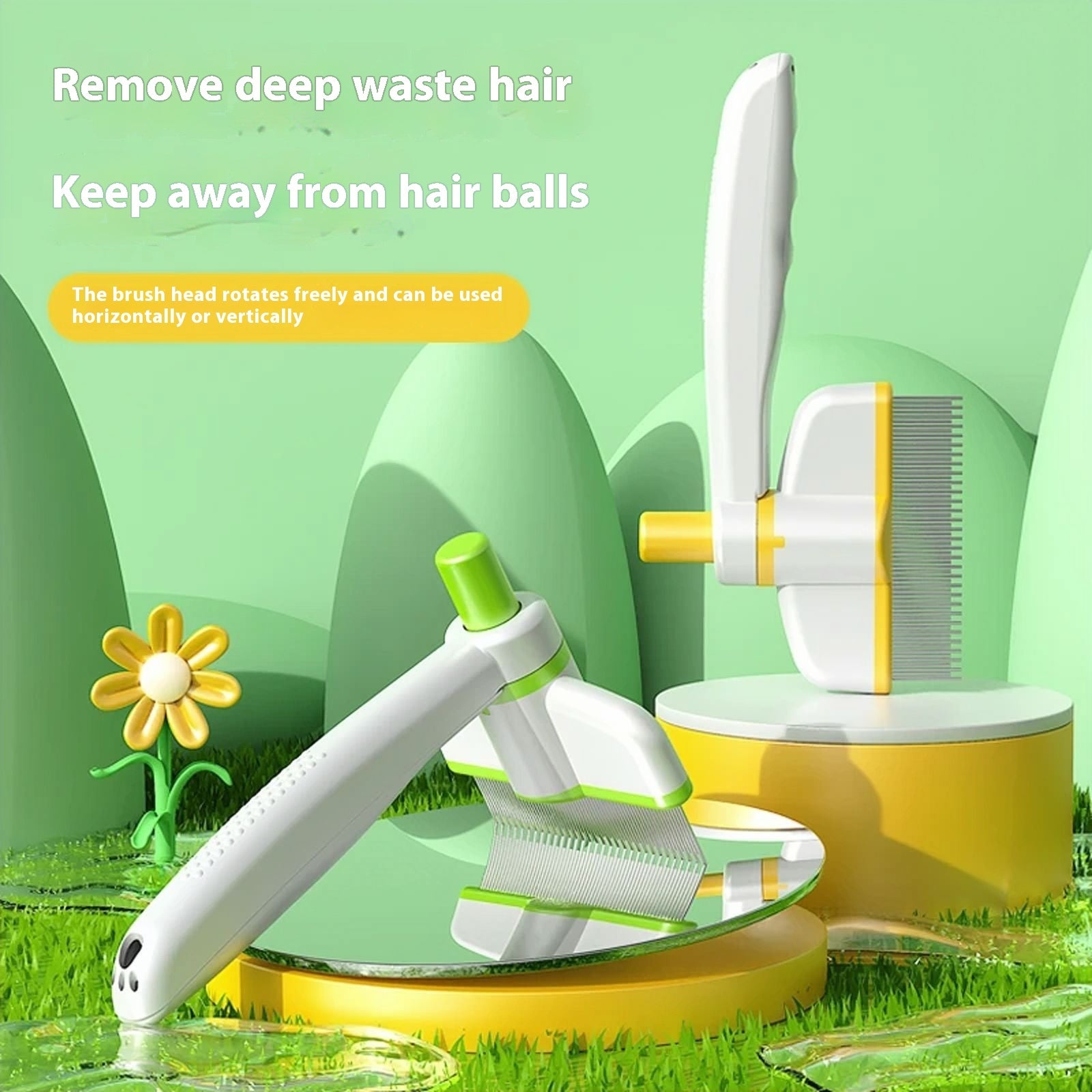 Self-Cleaning Pet Comb, Floating Hair & Mat Removal Brush for Dogs & Cats