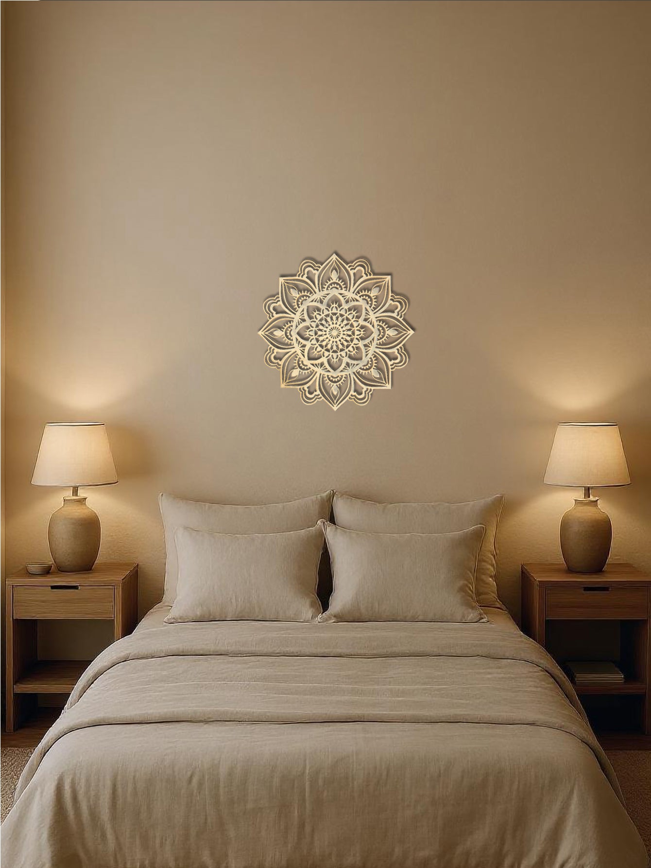 Hand-Hammered Moroccan Metal Mandala Wall Art - Bohemian Living Room Decor