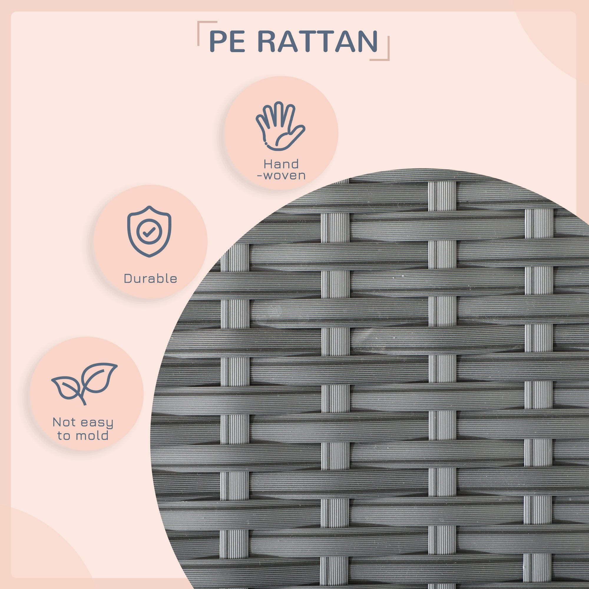 Outdoor Wicker Dog House w/ Canopy, Rattan Raised Bed, Gray Cushion