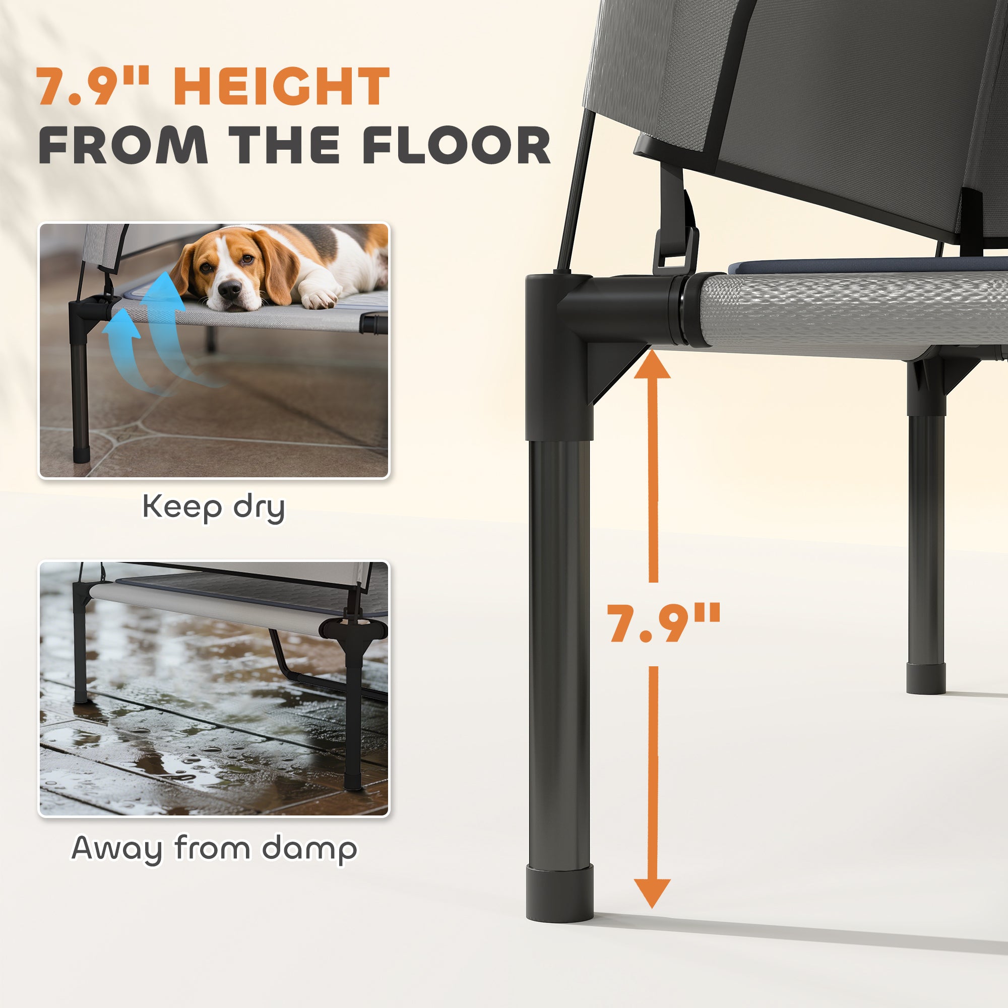 Elevated Dog Bed with Removable Canopy Portable Raised Pet Cot 36x29.5x35