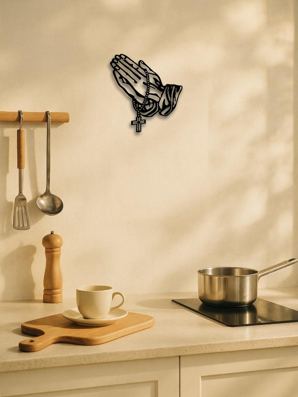 Gothic Black Metal Cross Wall Art,Prayer Faith Decor For Bedroom, Living Room