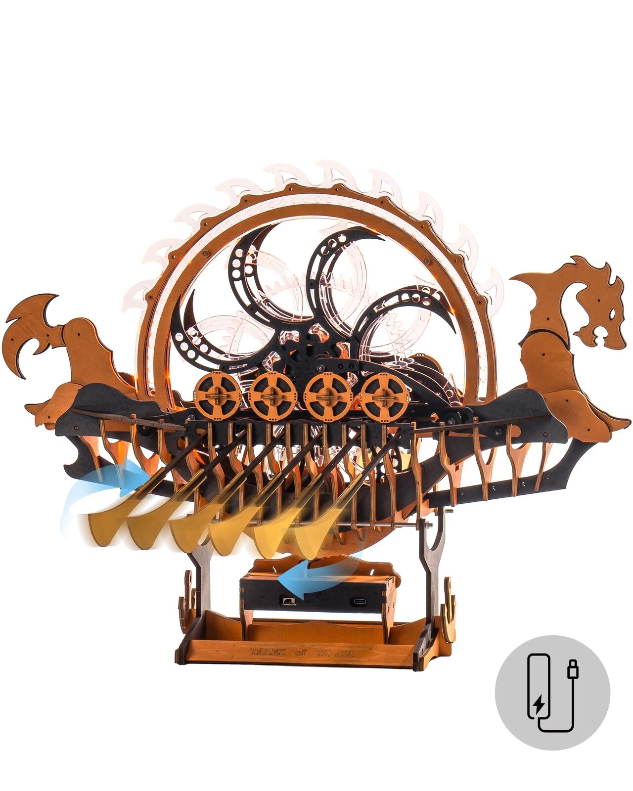 ROKR Dragon Boat Electric 3D Wooden Puzzle Toy, Mechanical Game Gift for Teens