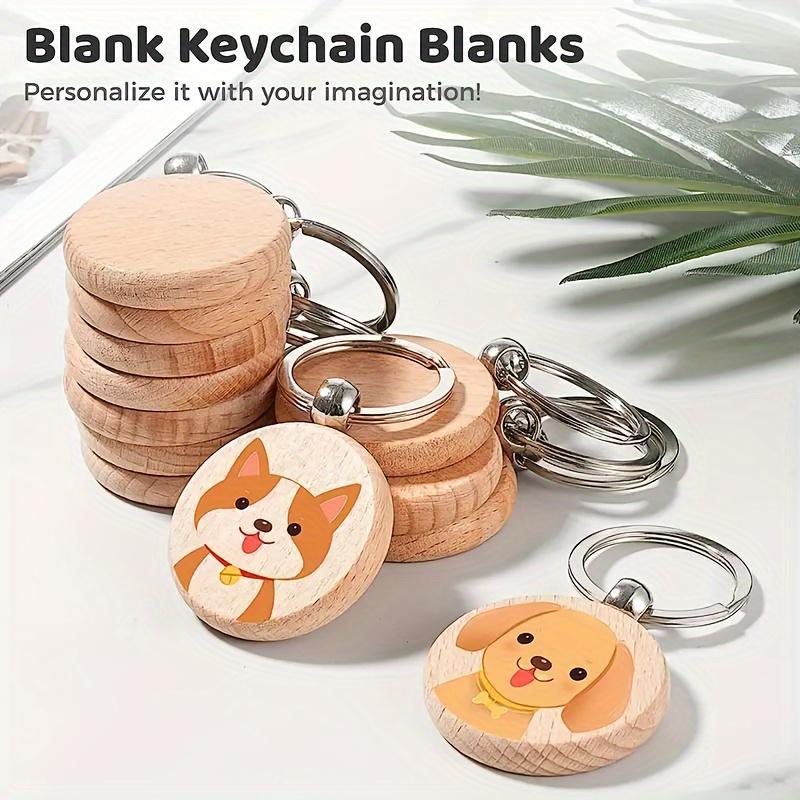30 Pieces Wooden Keychain Set - Handmade Round Wooden Keychains, Suitable For Handmade, Customizable Keychain Making Sets, Car Keys, Backpack Tags, Pet Accessories And Holiday Decorations