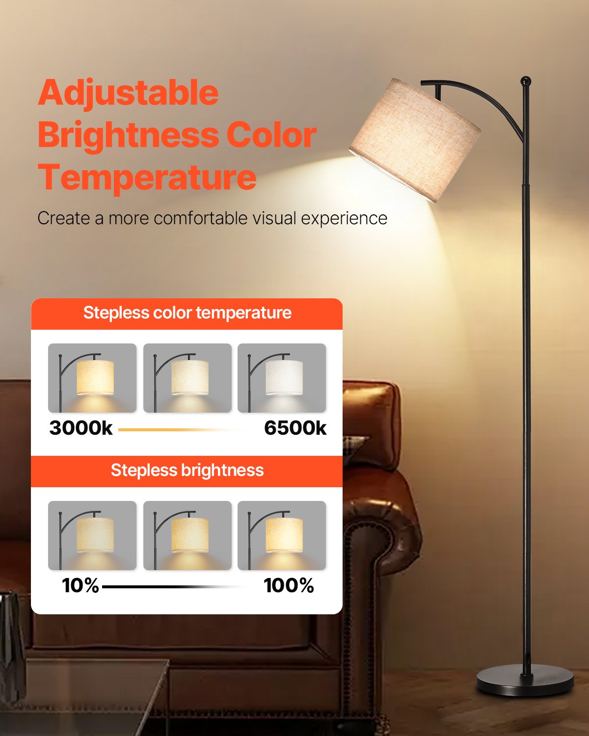 Floor Lamp Dimmable Color Temperature Living Room Lamp With Remote Control