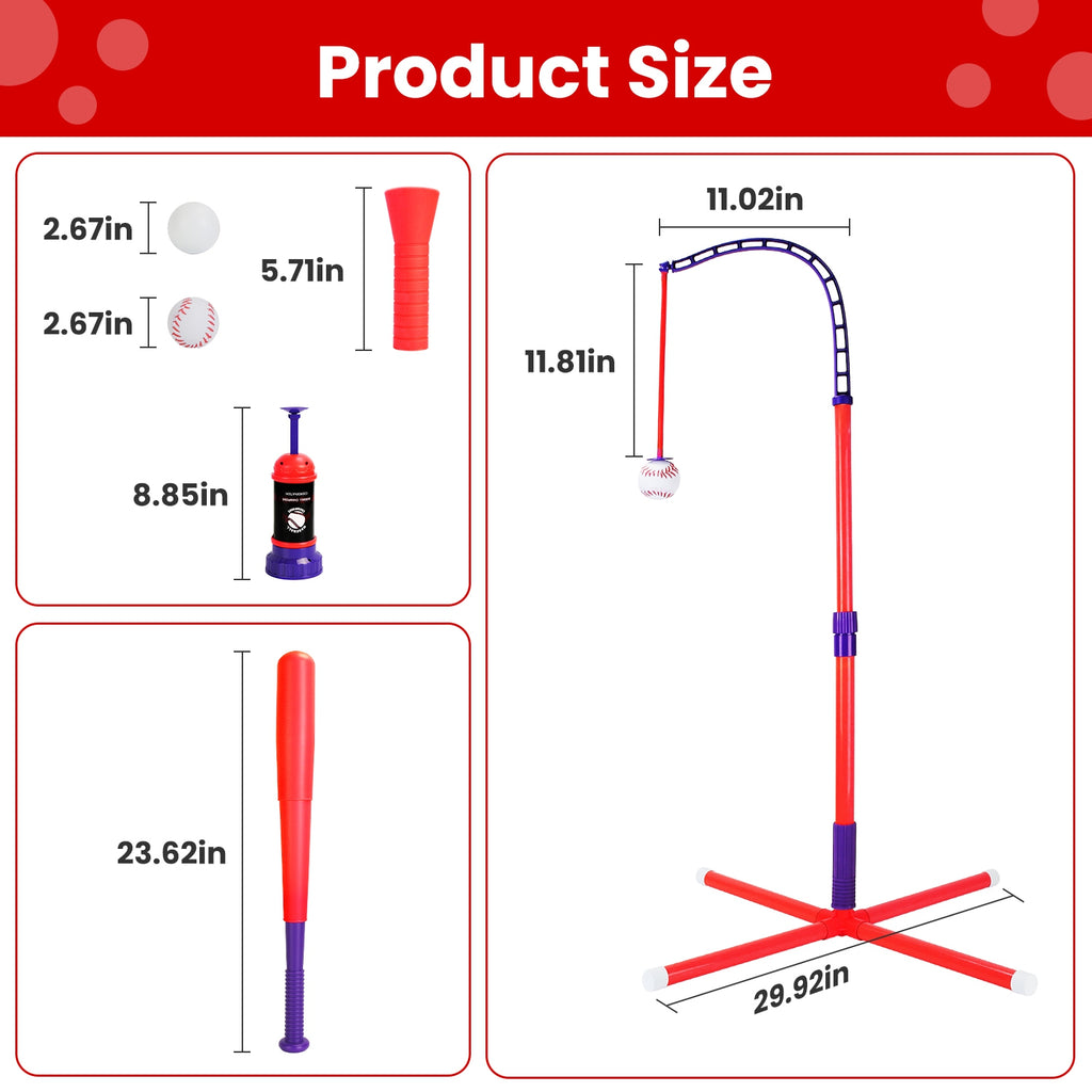 1Set 3 In 1 Baseball Toy Set For 3 To 5Years Old Kids And Toddlers Includes Tee Ball Stand Hanging Tee Automatic Ball Launcher With Adjustable Height For Indoor Outdoor Play Perfect Gift