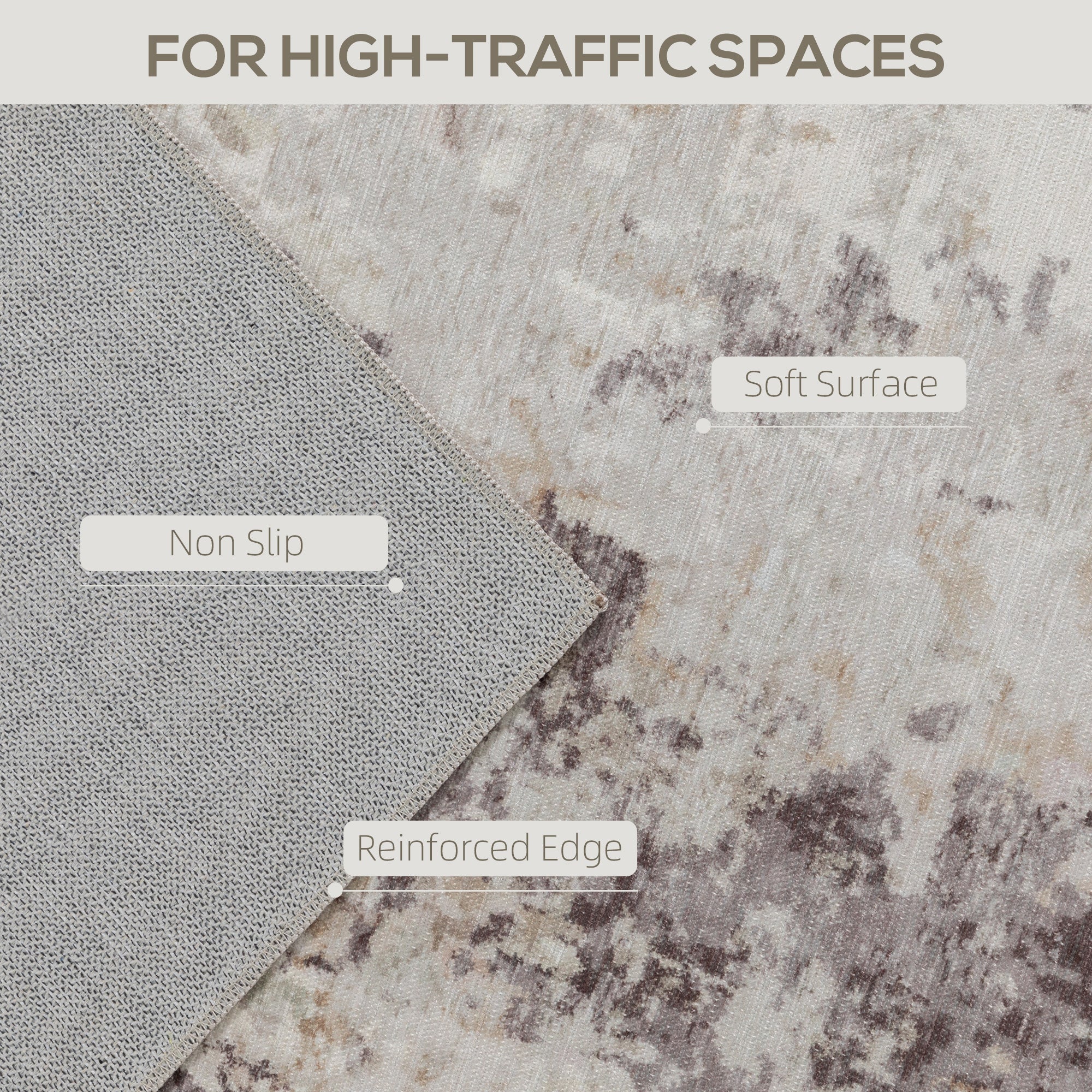 Machine Washable Area Rug 4x6, Non-Slip Modern Abstract Floor Carpet for Living Room, Bedroom, Dining Room, Mixed-Brown