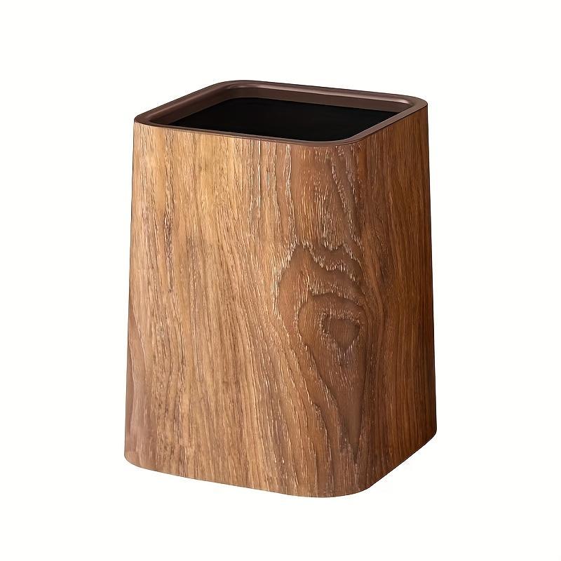 Oversized Retro Wood Grain Trash Can With Odor-proof Seal And Rectangular Flap Suitable For Living Room, Kitchen, Bathroom And Hotel Use