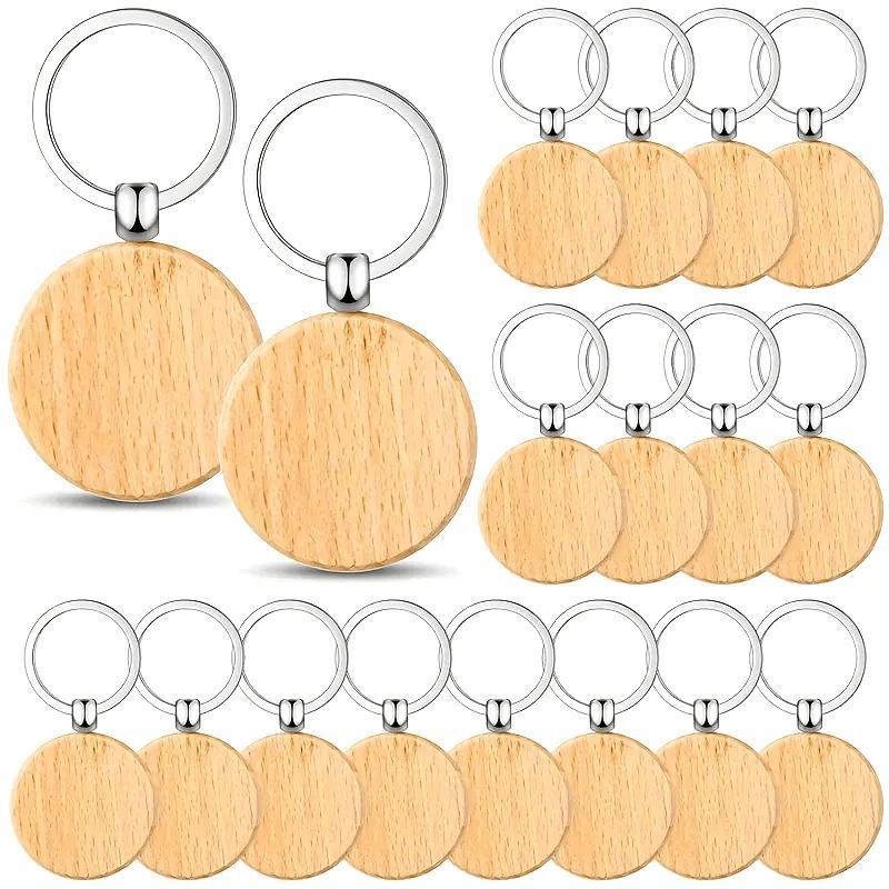 30 Pieces Wooden Keychain Set - Handmade Round Wooden Keychains, Suitable For Handmade, Customizable Keychain Making Sets, Car Keys, Backpack Tags, Pet Accessories And Holiday Decorations