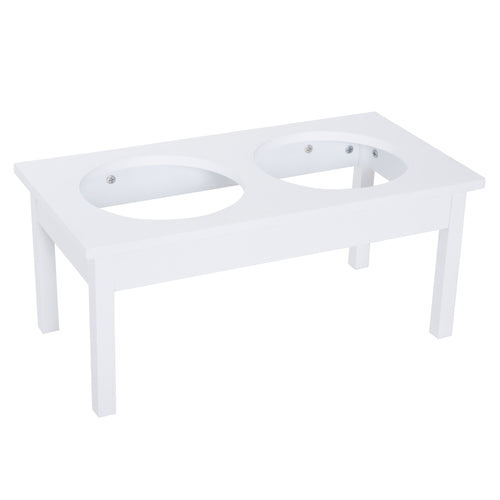 23" Wooden Heavy Duty Dog Food Bowls Pet Elevated Feeding Station -White