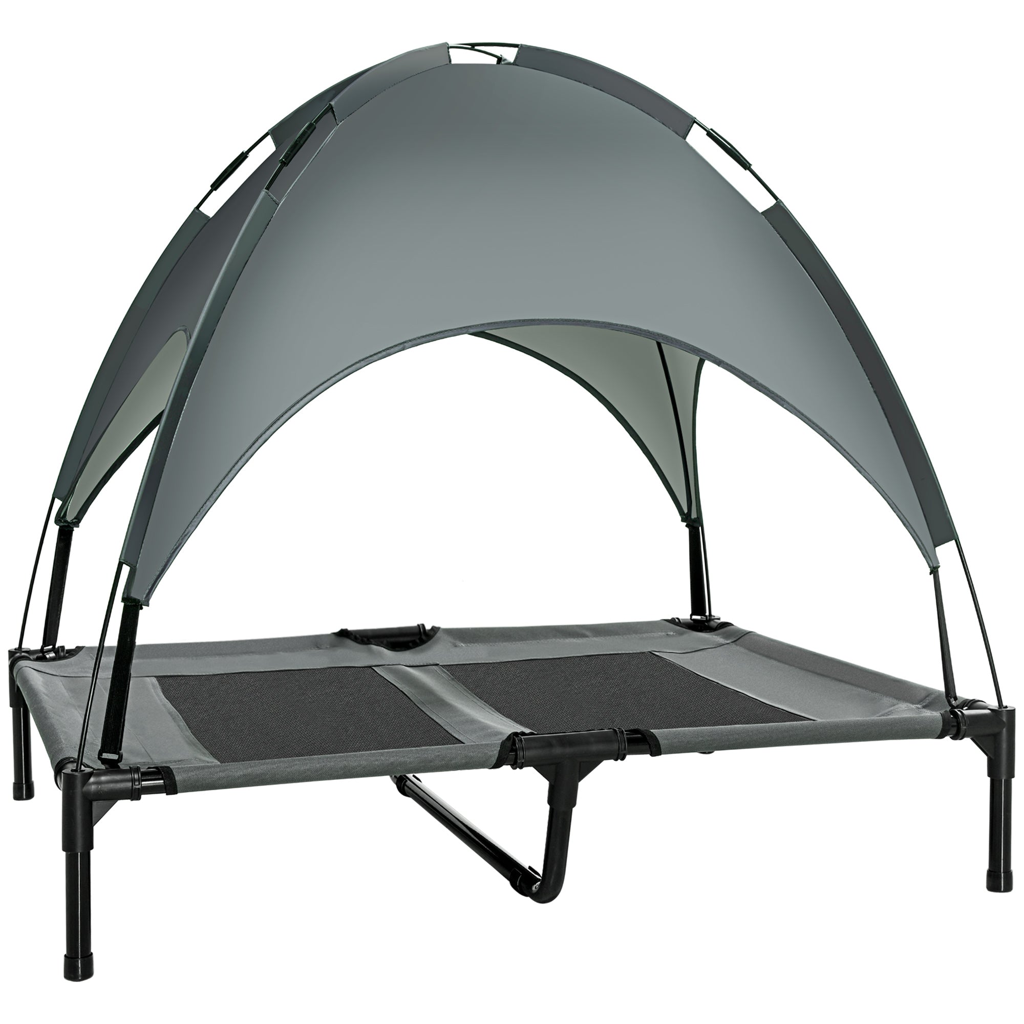 Elevated Dog Bed with Removable UV Canopy, Outdoor Cot 36" Large, Gray