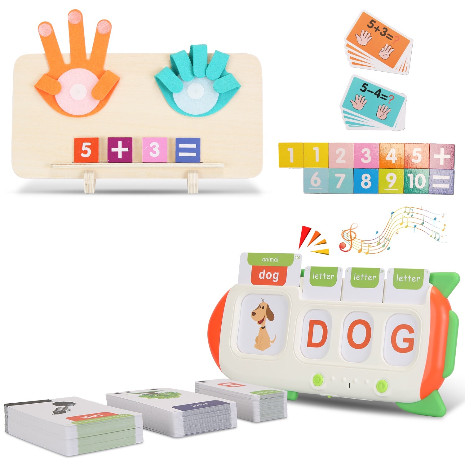 Talking Flash Cards & Finger Counting Math Board, Interactive Learning Toy for Kids 3+